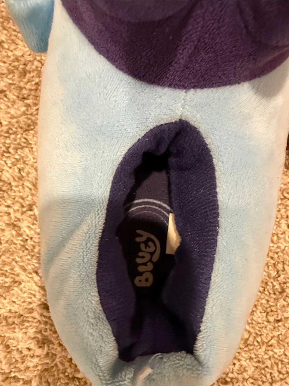 Kids Plush Animal Slippers - Blue and Orange
